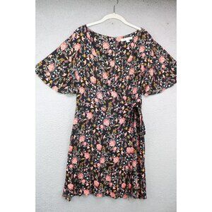 Jolt Empire Waist Dark Floral Wrap Dress-Size Medium-Whimsigoth